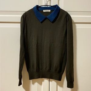 Sessun Madewell Wool Collared Sweater Brown and Blue Size XS